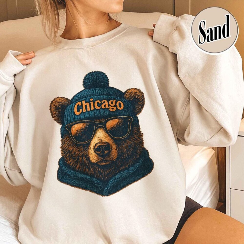 Chicago Football Graphic Style Crewneck Sweatshirt 05